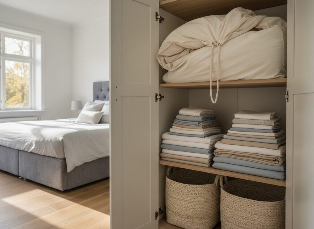 Zomerdekbed In Katoenen Hoes Bovenaan In De Kleerkast Zomerdekbed In Katoenen Hoes Bovenaan In De Kleerkast