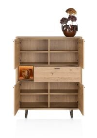 Mogan, Highboard, 115 cm breed, 4 deuren, 1 lade, 1 openvak incl. LED - Afbeelding 3