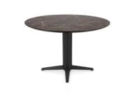 Caletta, eetkamertafel rond 120 cm. - HPL Primo Laminato blad - centrale teenpoot zwart - Marble brown