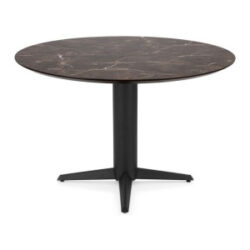 Caletta, table rond 120 cm. - plateau en HPL Primo Laminato - pied central noir - Marble brown