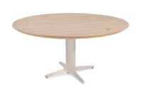 Caletta, eetkamertafel rond 150 cm. - eiken blad - centrale teenpoot cr&egrave;me - Natural - Afbeelding 2