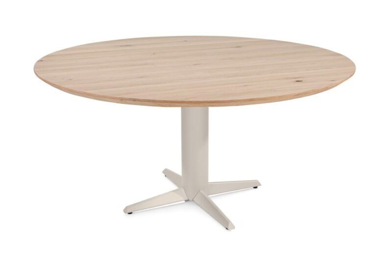 Caletta, Eetkamertafel Rond 150 Cm. - Eiken Blad - Centrale Teenpoot Cr&egrave;me - Natural - Afbeelding 2
