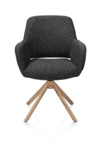 Kian, chaise à accoudoirs - pivotant - aspect chêne - tissu Cloudy - Anthracite