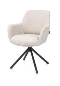 Kian, chaise à accoudoirs - pivotant - rough off black - tissu Cloudy - beige - Image 2