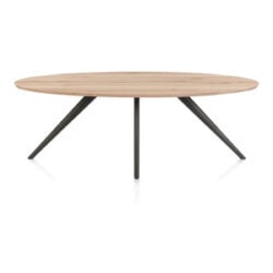 Arvada, eetkamertafel 220 x 110 cm - ellips - massief eikenhout - 4 poot - grafiet - Metal graphite