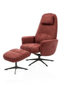 Torino, fauteuil relax avec pouf - tissu Cloudy - cuivre