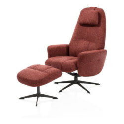 Torino, fauteuil relax avec pouf - tissu Cloudy - cuivre