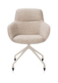 Mateo, chaise à accoudoirs - roulettes - crème - Bellini - Creme
