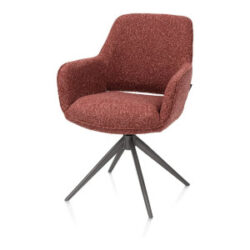 Kian, chaise à accoudoirs - pivotant - graphite - tissu Cloudy - cuivre