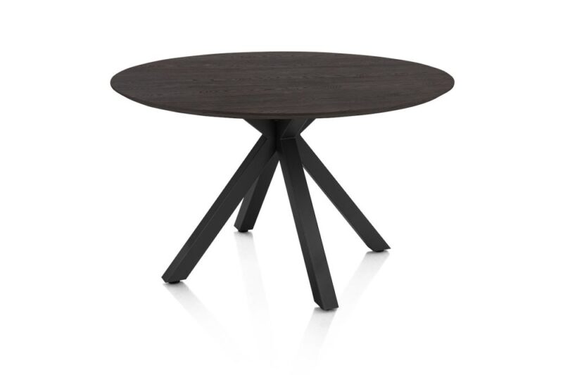 Caletta, Eetkamertafel Rond 120 Cm. - Eiken Blad - Centrale Kruispoot Zwart - Basalt - Afbeelding 2
