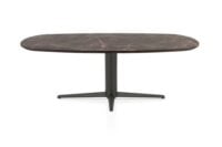 Caletta, eetkamertafel ovaal 210 x 100 cm. - HPL Primo Laminato blad - centrale teenpoot grafiet - Marble brown