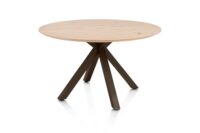 Caletta, eetkamertafel rond 120 cm. - eiken blad - centrale kruispoot steelbrown - Natural - Afbeelding 2
