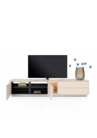 Trentino, Buffet bas 240 cm. - 2 portes + 2 tiroirs + 1 niche - mdf laqué - Creme - Image 3