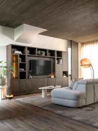 Gijon, meuble tv + partie haute 150 cm - 2-portes + 2-tiroirs + 3-niches + plinthe - Image 3
