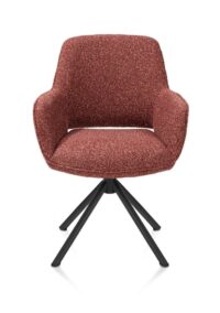 Kian, chaise à accoudoirs - pivotant - rough off black - tissu Cloudy - cuivre