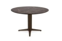 Caletta, eetkamertafel rond 120 cm. - HPL Primo Laminato blad - centrale teenpoot steelbrown - Marble brown