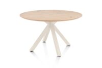 Caletta, eetkamertafel rond 120 cm. - eiken blad - centrale kruispoot cr&egrave;me - Natural - Afbeelding 2
