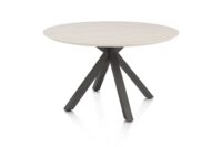 Caletta, eetkamertafel rond 120 cm. - HPL Primo Laminato blad - centrale kruispoot grafiet - Travertin - Afbeelding 2