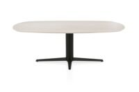 Caletta, eetkamertafel ovaal 210 x 100 cm. - HPL Primo Laminato blad - centrale teenpoot zwart - Travertin