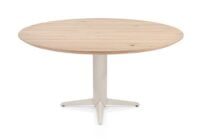 Caletta, eetkamertafel rond 150 cm. - eiken blad - centrale teenpoot cr&egrave;me - Natural