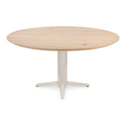 Caletta, eetkamertafel rond 150 cm. - eiken blad - centrale teenpoot cr&egrave;me - Natural
