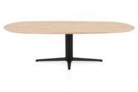 Caletta, table ovale 240 x 105 cm. - plateau en ch&ecirc;ne - pied central noir - Natural