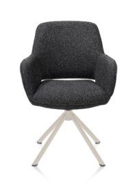 Kian, chaise à accoudoirs - pivotant - crème - tissu Cloudy - Anthracite