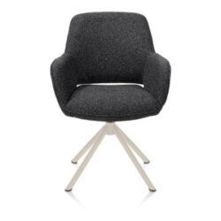 Kian, chaise à accoudoirs - pivotant - crème - tissu Cloudy - Anthracite
