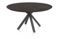 Caletta, eetkamertafel rond 150 cm. - eiken blad - centrale kruispoot grafiet - Basalt - Afbeelding 2