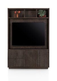 Gijon, meuble tv + partie haute 150 cm - 2-portes + 2-tiroirs + 3-niches + plinthe
