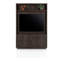 Gijon, meuble tv + partie haute 150 cm - 2-portes + 2-tiroirs + 3-niches + plinthe