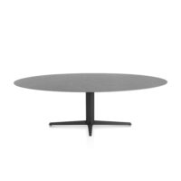 Saluti, eetkamertafel ellips 240 X 110 cm. - centrale teenpoot - rough off black - Antraciet