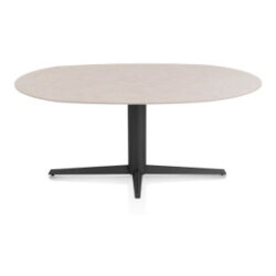 Saluti, table ellipse 180 X 105 cm. - pied central - noir - Light sand
