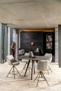 Saluti, table de bar ovale 150 x 105 cm. - pied central - graphite - Anthracite - Image 2