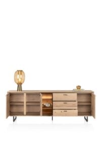 Mogan, Dressoir 230 cm 3 deuren, 3 laden, 3 openvakken incl. LED - Afbeelding 3