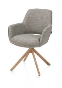 Kian, chaise à accoudoirs - pivotant - aspect chêne - tissu Cloudy - Olive - Image 2