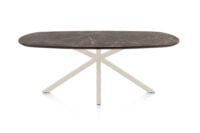 Caletta, eetkamertafel ovaal 210 x 100 cm. - HPL Primo Laminato blad - centrale kruispoot cr&egrave;me - Marble brown