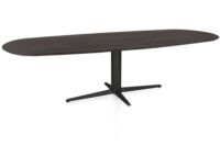 Caletta, table ovale 270 x 110 cm. - plateau en ch&ecirc;ne - pied central noir - Basalt - Image 2