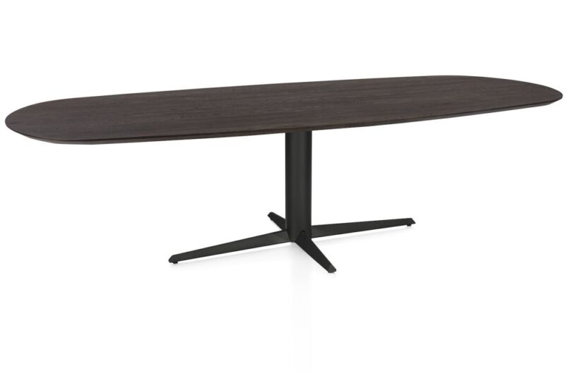 Caletta, Table Ovale 270 X 110 Cm. - Plateau En Ch&ecirc;ne - Pied Central Noir - Basalt - Image 2
