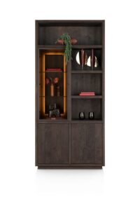 Gijon, armoire 100 cm - 1-porte de verre + 2-portes + 4-niches (+ LED)