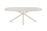 Caletta, eetkamertafel ovaal 210 x 100 cm. - HPL Primo Laminato blad - centrale kruispoot cr&egrave;me - Travertin