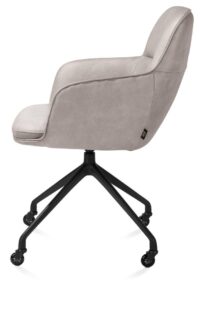 Mateo, chaise à accoudoirs - roulettes - rough off black - Pala - Gris clair - Image 3