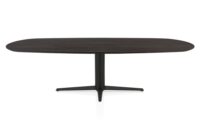 Caletta, table ovale 270 x 110 cm. - plateau en ch&ecirc;ne - pied central noir - Basalt