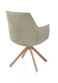 Theo, armstoel - draaibaar met kantelfunctie - eikenhout look - pocket - Vada - Salie groen - Afbeelding 3