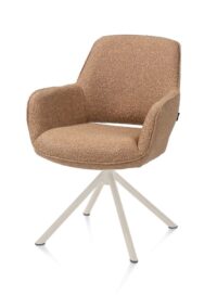 Kian, chaise à accoudoirs - pivotant - crème - tissu Cloudy - Jaune ocre - Image 2