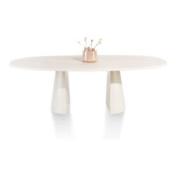 Lund, table ovale 240 x 120 cm. - stone-skin - pied cone - Nebbia