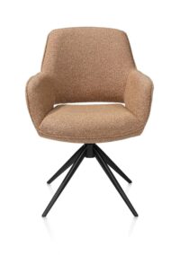 Kian, chaise à accoudoirs - pivotant - rough off black - tissu Cloudy - Jaune ocre