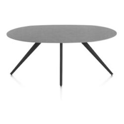 Saluti, eetkamertafel ellips 180 x 105 cm. - 4 poot - rough off black - Antraciet