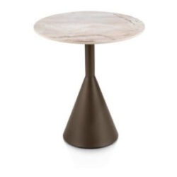 Avelli, bijzettafel rond 45 cm - steelbrown + keramiek blad