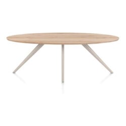 Arvada, table à manger 220 x 110 cm - ellipse - chêne massif - 4 pieds - crème - Creme